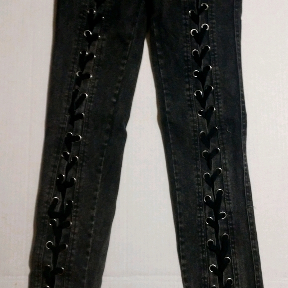 Women's H.N.D. medium laced black skinny jeans - Picture 1 of 3